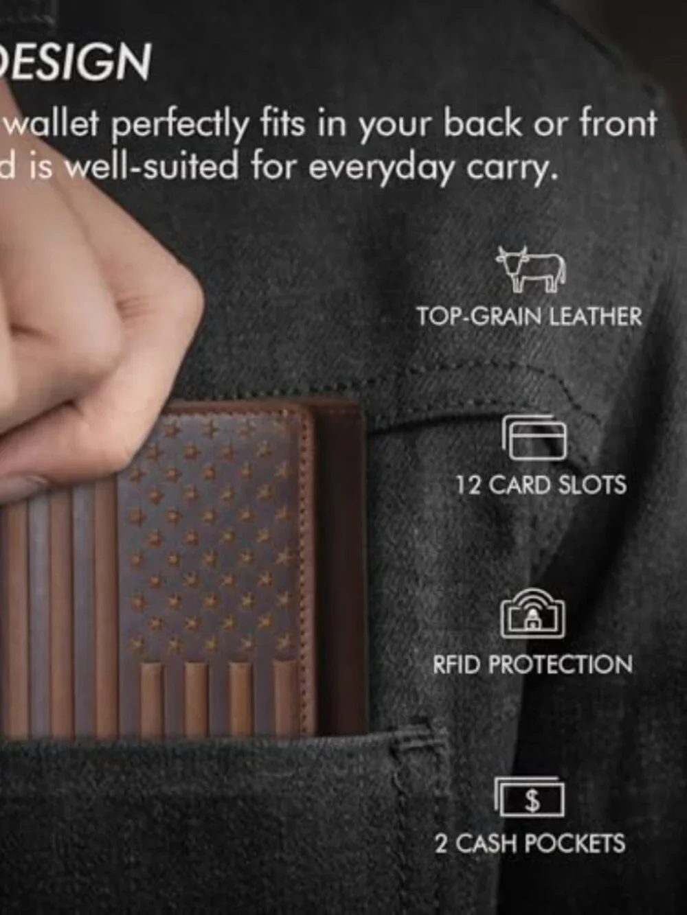 Trifold Leather Wallet for Men RFID Blocking – Mens Trifold Wallet